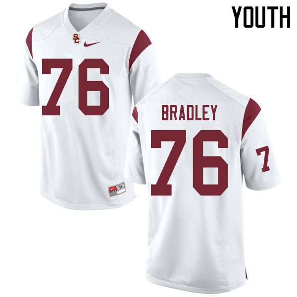 Youth #76 Clayton Bradley USC Trojans College Football Jerseys Sale-White